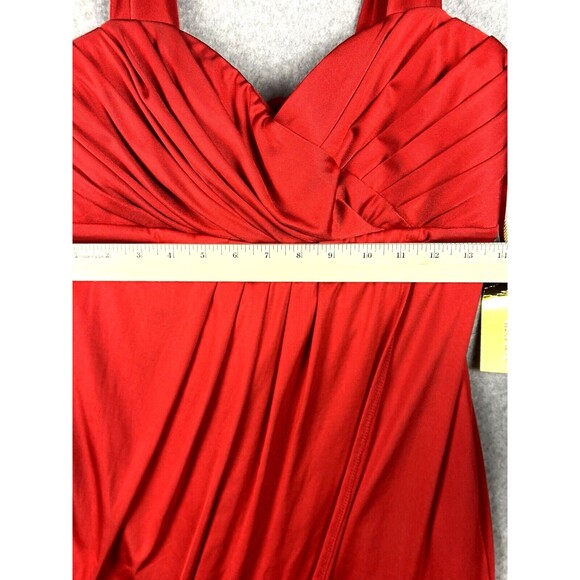 Alexia Admor Midi Dress Womens Large Red Wrap Bodice Empire Waist Made in USA - Picture 10 of 16